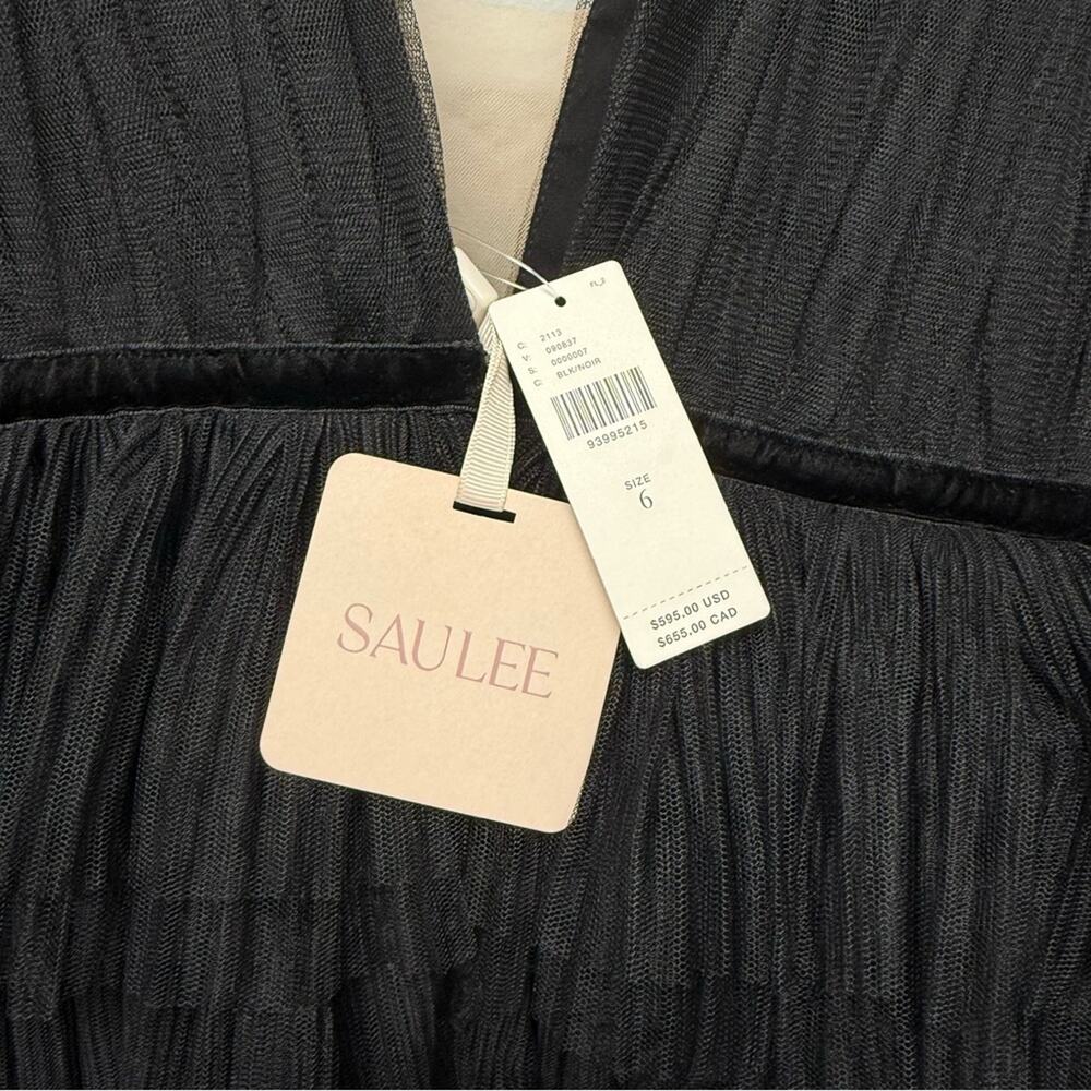 SAU LEE Sabrina V-Neck A-Line Tulle Gown - Picture 6 of 6